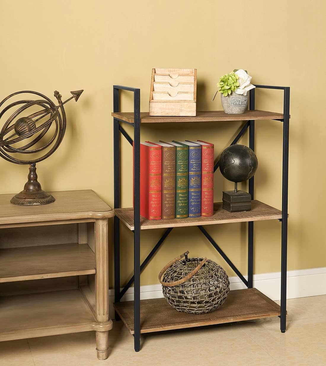 Solid Wood 3 Tier Small Bookshelf Storage Rack I4080
