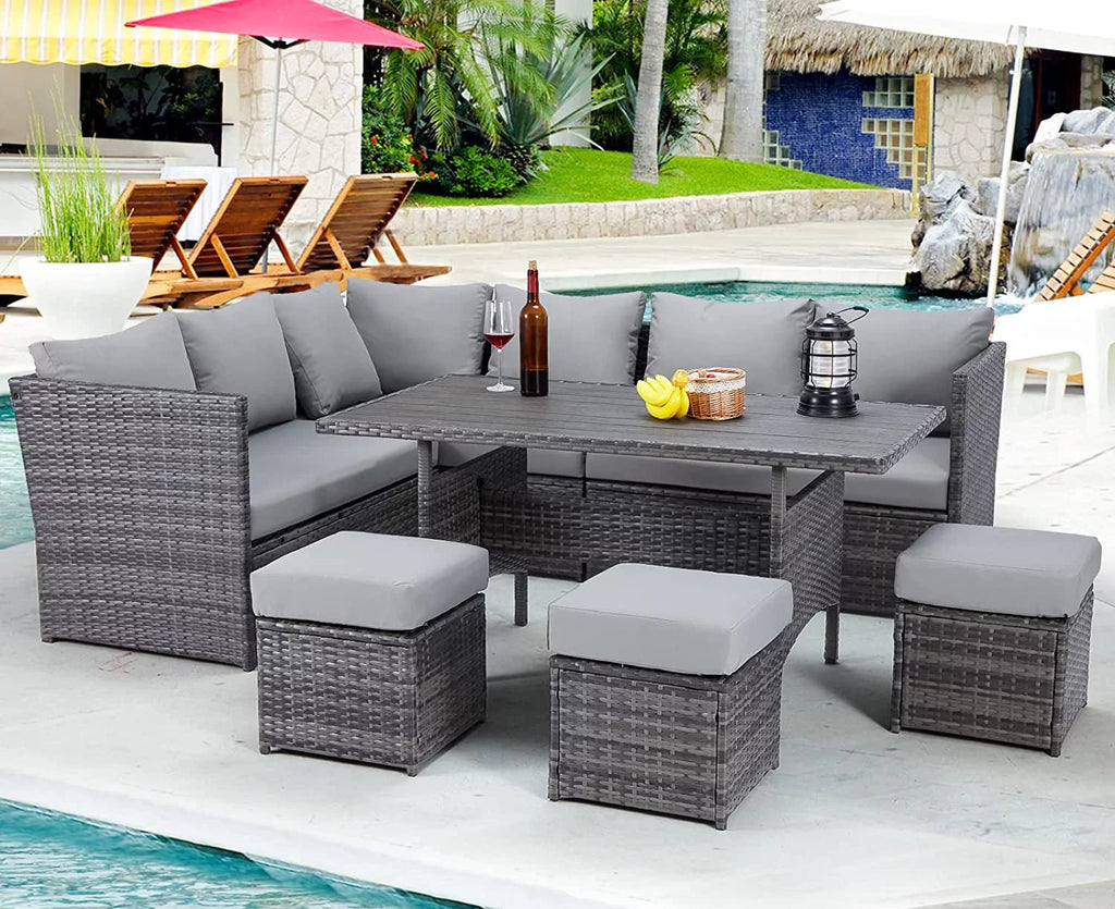 7 Piece Rattan Wicker Patio Conversation Set E392
