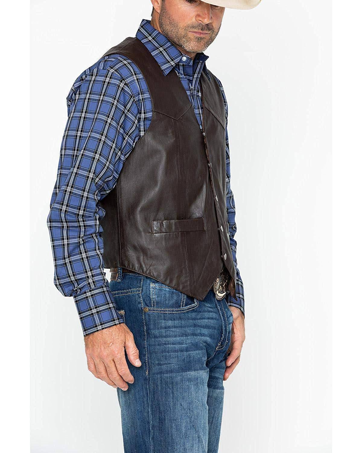 Brown Calf Suede Western Snap Vest U64764