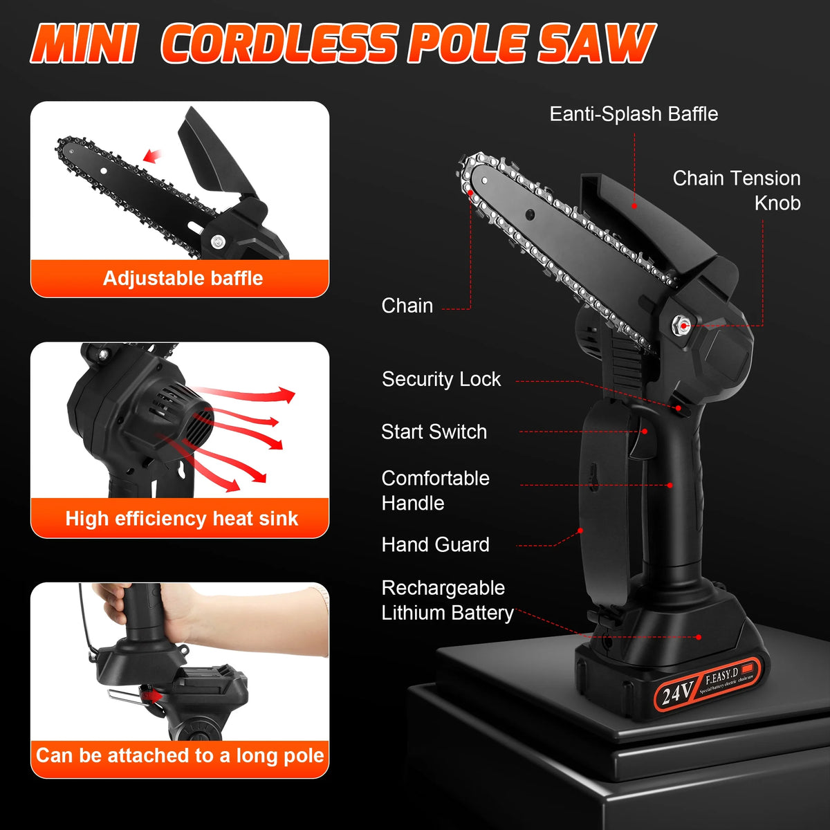 2-in-1 Cordless Pole Saw with 2pcs Batteries Y95783