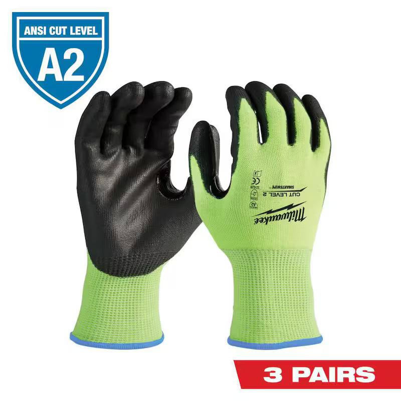 X-Large High Visibility Cut Resistant Work Gloves 3-Pack H275
