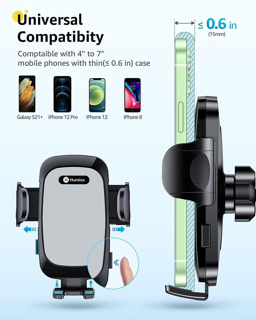 Grey Suction Cup Car Phone Holder Mount W8408