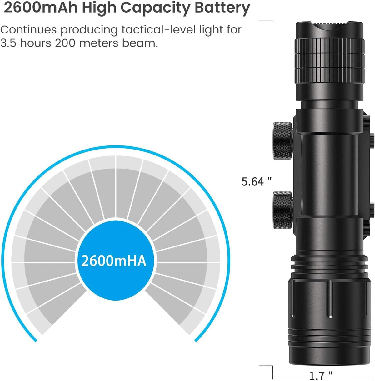 1200 Lumen Rail Mounted Tactical Flashlight Matte Black LED R662967