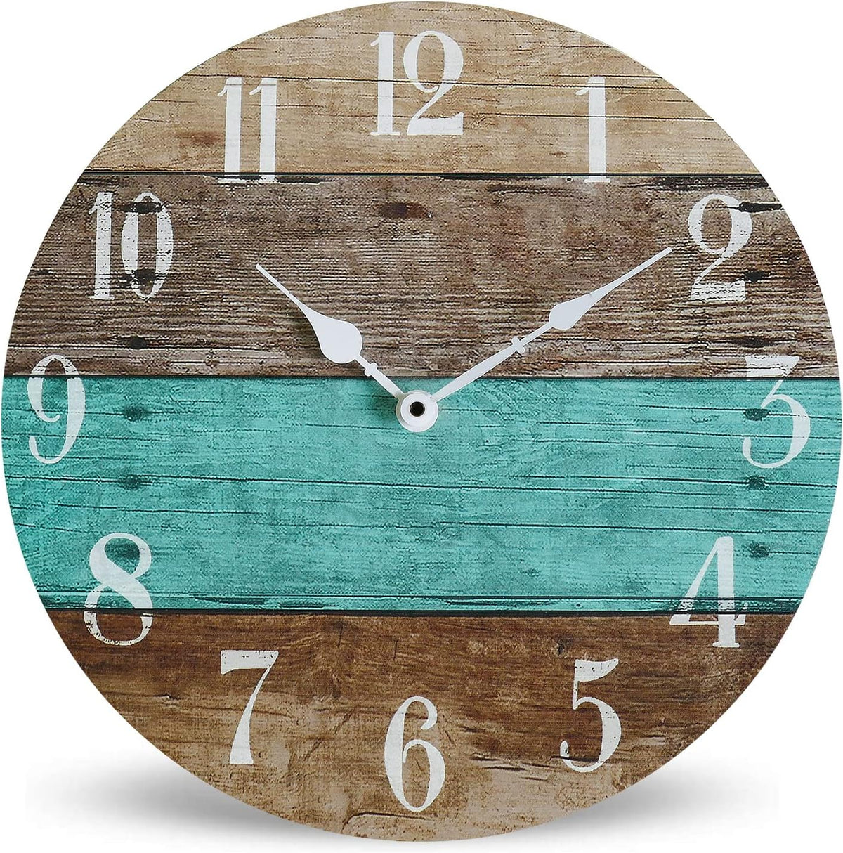 Rustic Coastal Wood Round Wall Clock B774