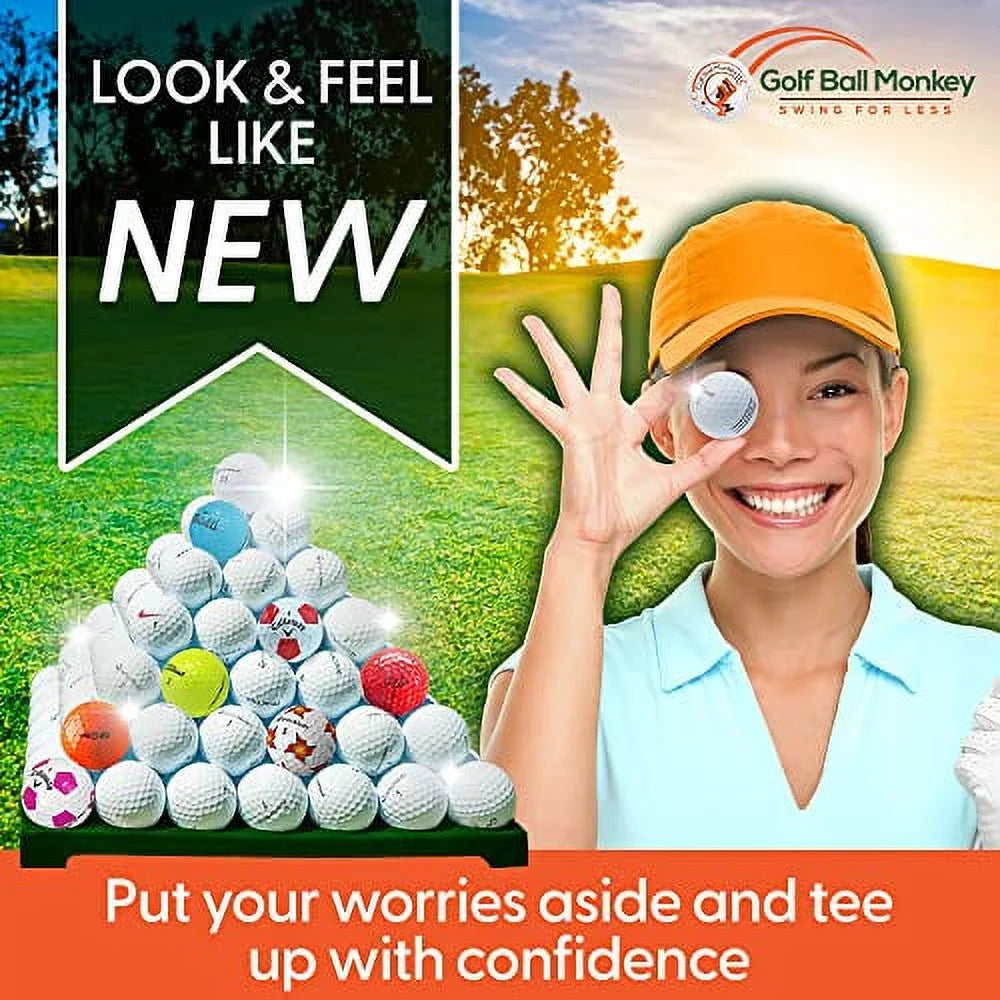 100 Pack Recycled Golf Balls with 15 Tees and Mesh Carrying Bag M345
