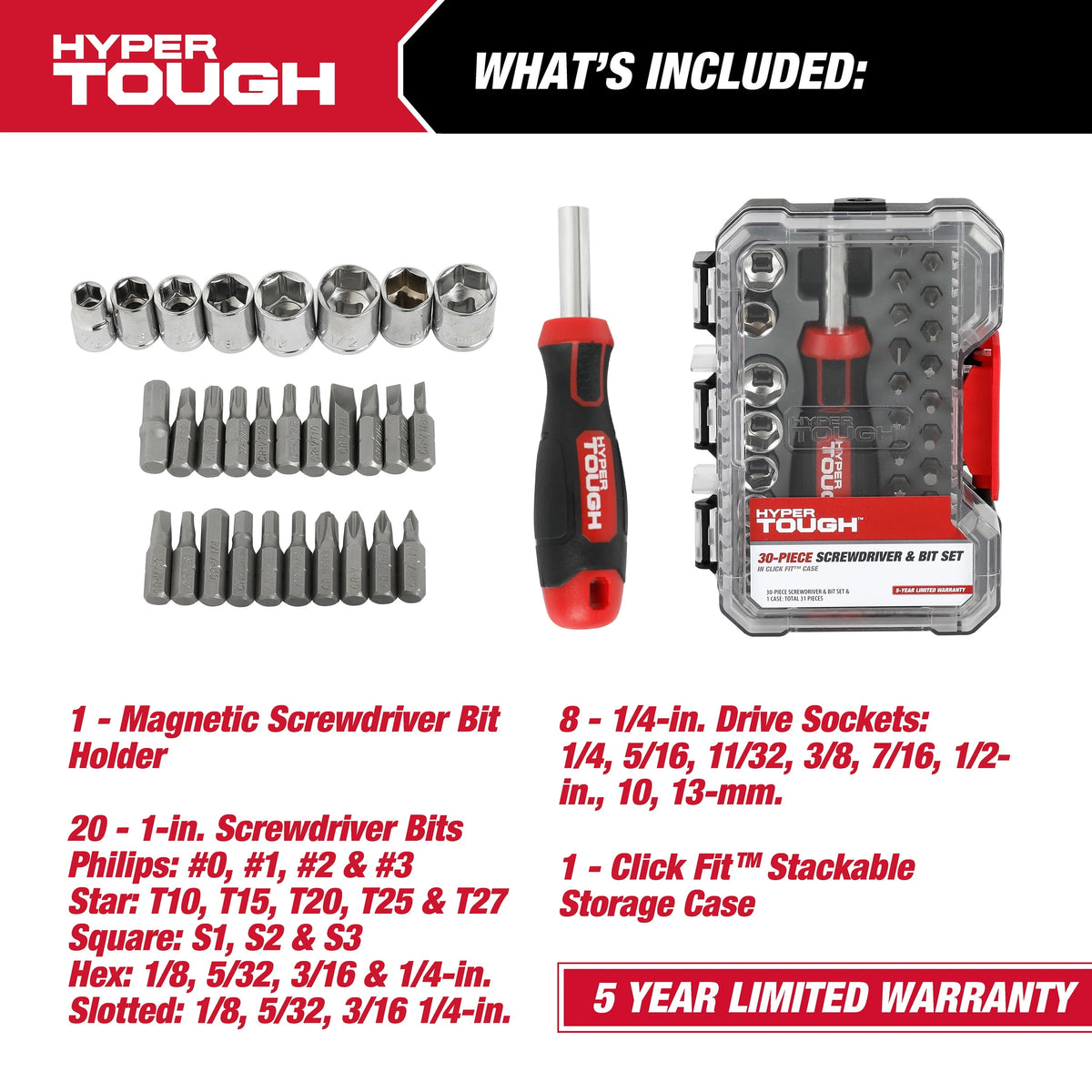 30 Piece Screwdriver and Bit Set U345