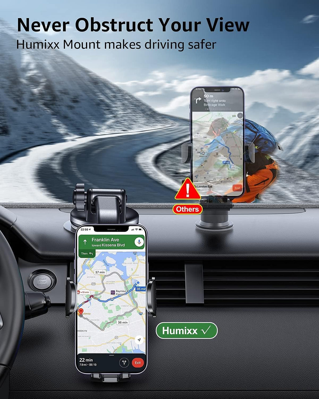 Grey Suction Cup Car Phone Holder Mount W8408