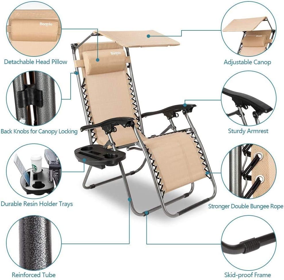 Zero Gravity Chair with Canopy and Cup Holder X19105
