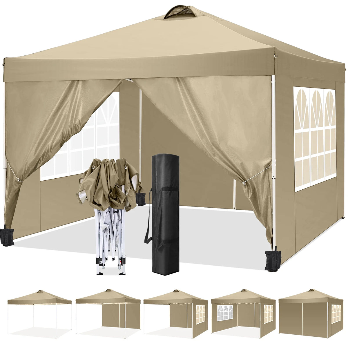 10'x10' Popup Canopy Tent with 4 Removable Sidewalls and Carry Bag X583771
