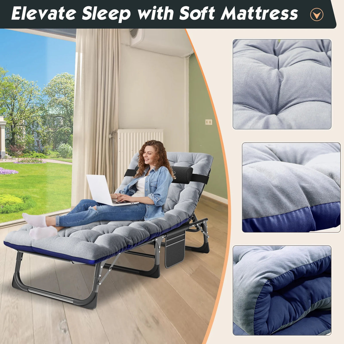 Folding Bed with Mattress and Carry Bag B361187