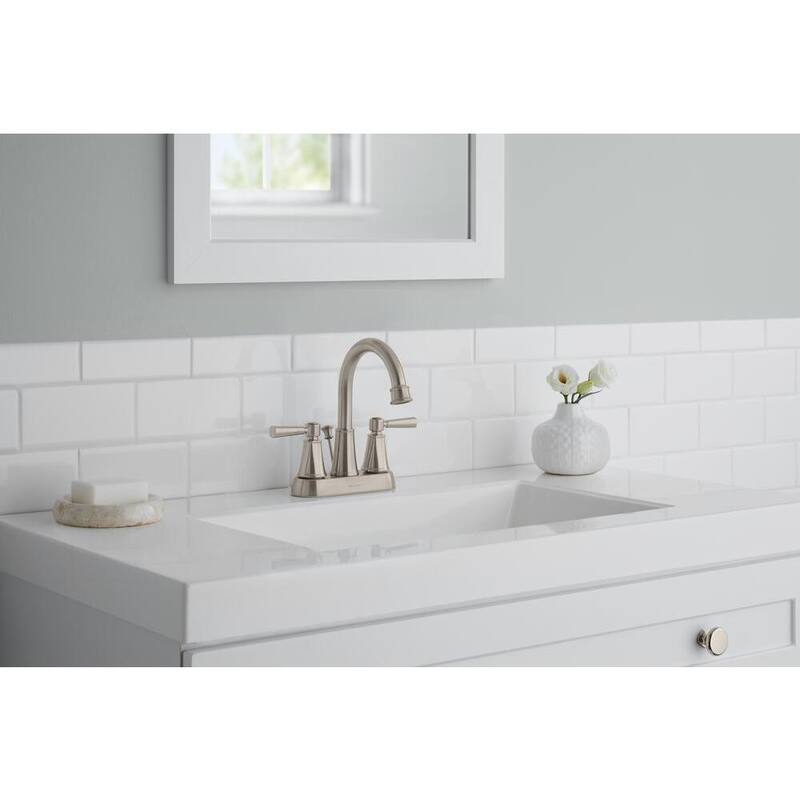 4 in. Centerset Double Handle High-Arc Bathroom Faucet in Brushed Nickel V99587