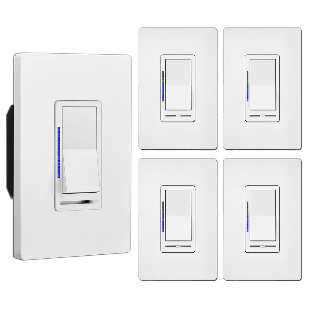 5 Pack Digital Dimmer Switch with Wallplate, White K330