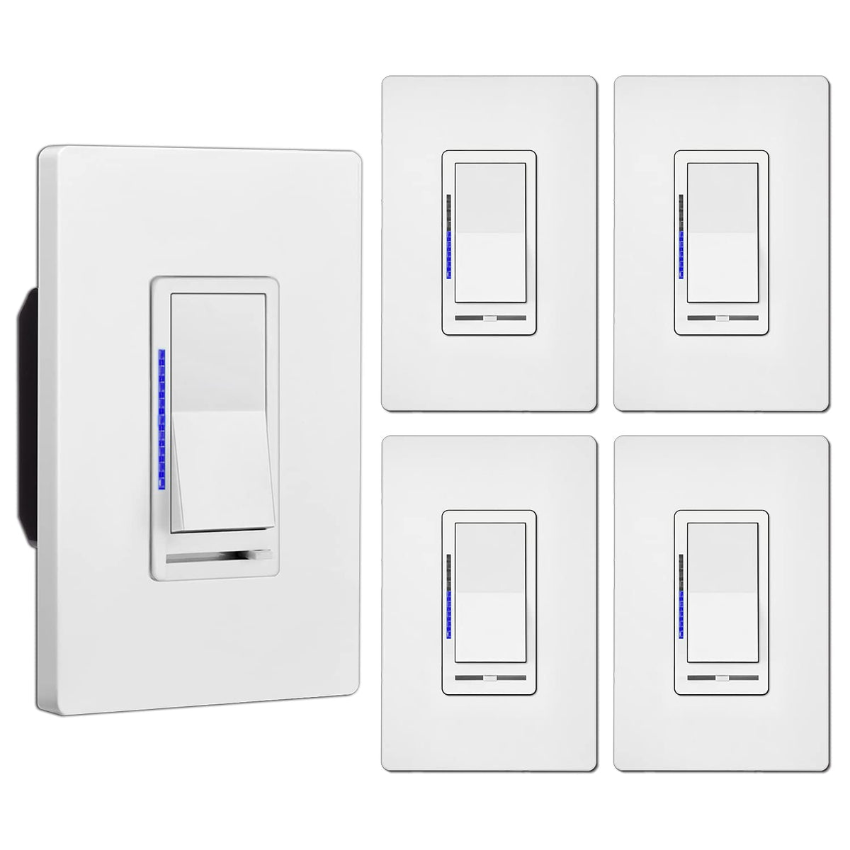 5 Pack Digital Dimmer Switch with Wallplate, White K330