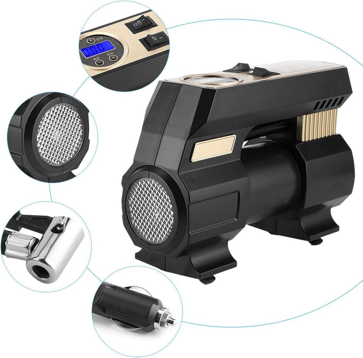 12V Portable Digital Tire Inflator with Light V3721