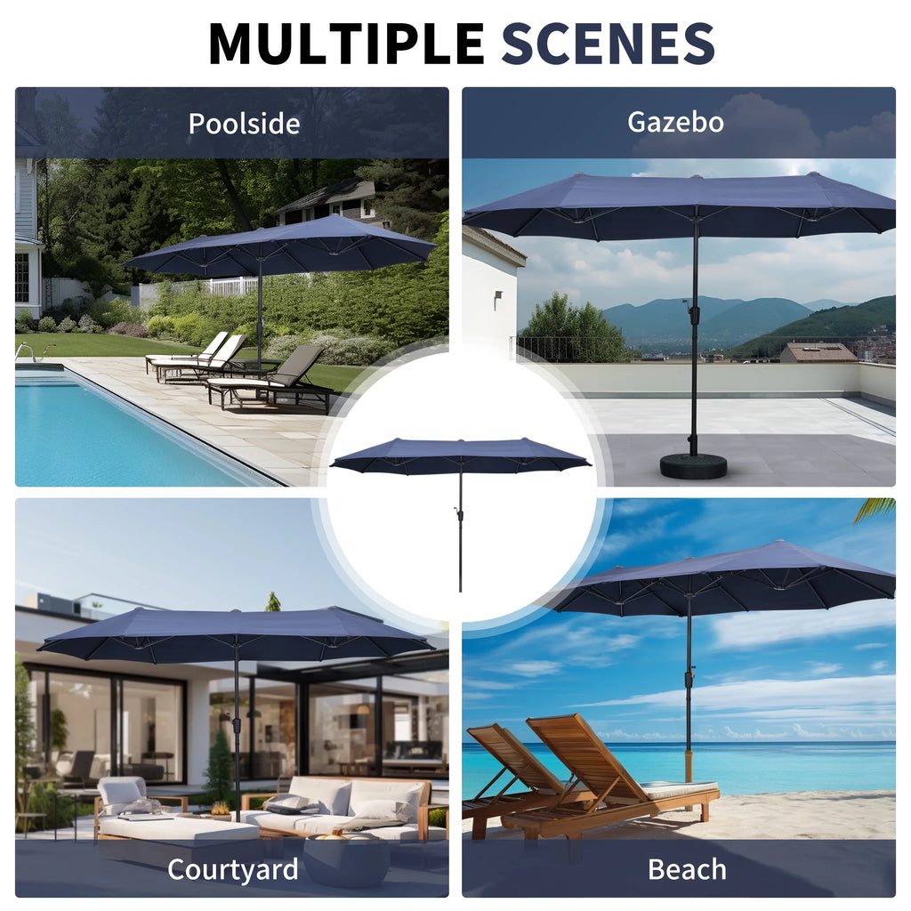 13 FT Patio Umbrella with Easy Crank, Dark Blue O618472