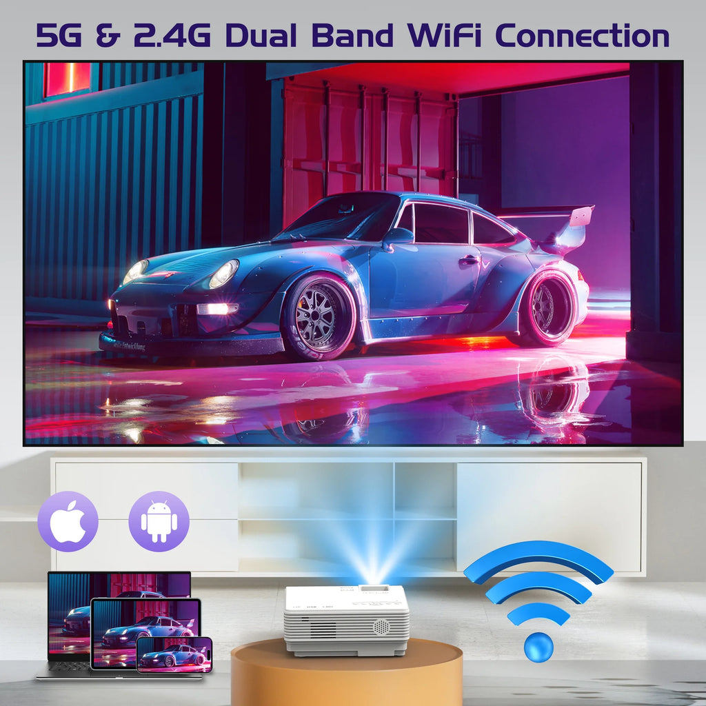 5G WiFi Bluetooth Full HD 1080P Mini Projector E6368