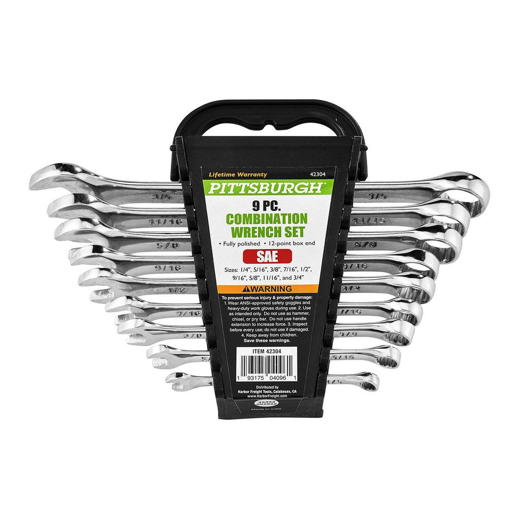 Fully Polished SAE Combination Wrench Set, 9 Piece V634