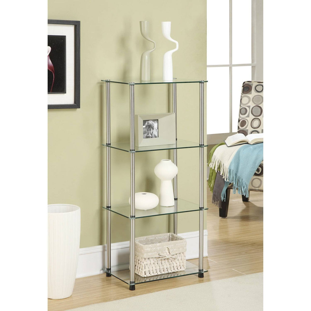 Glass 4-Tier Tower Shelf V427