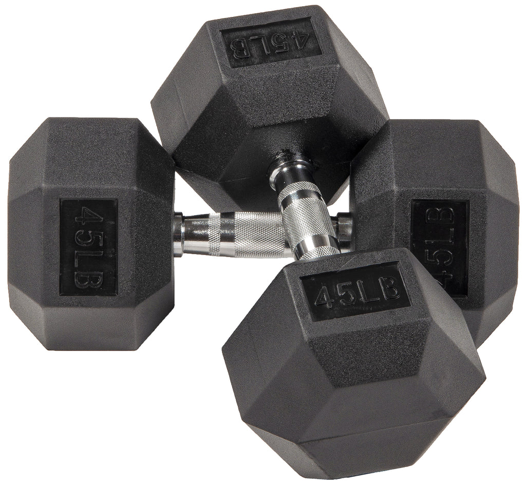 Rubber Encased Hex Dumbbells 20 Lbs. Pair C2026