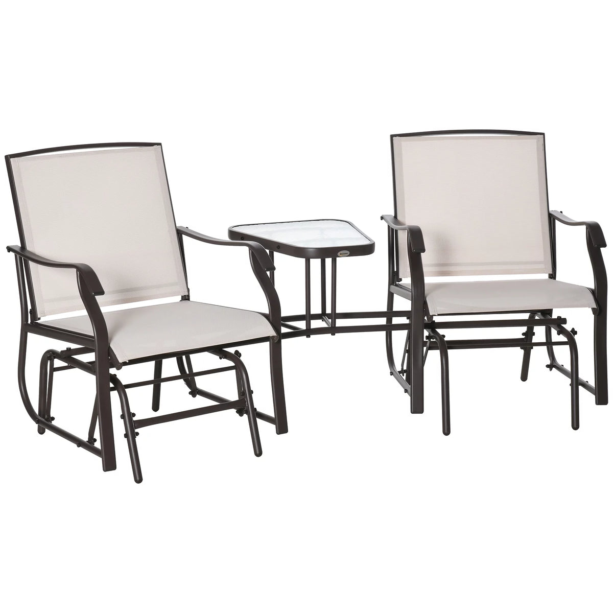 2 Person Sling Fabric Double Glider Rocker Chair with Table K5785