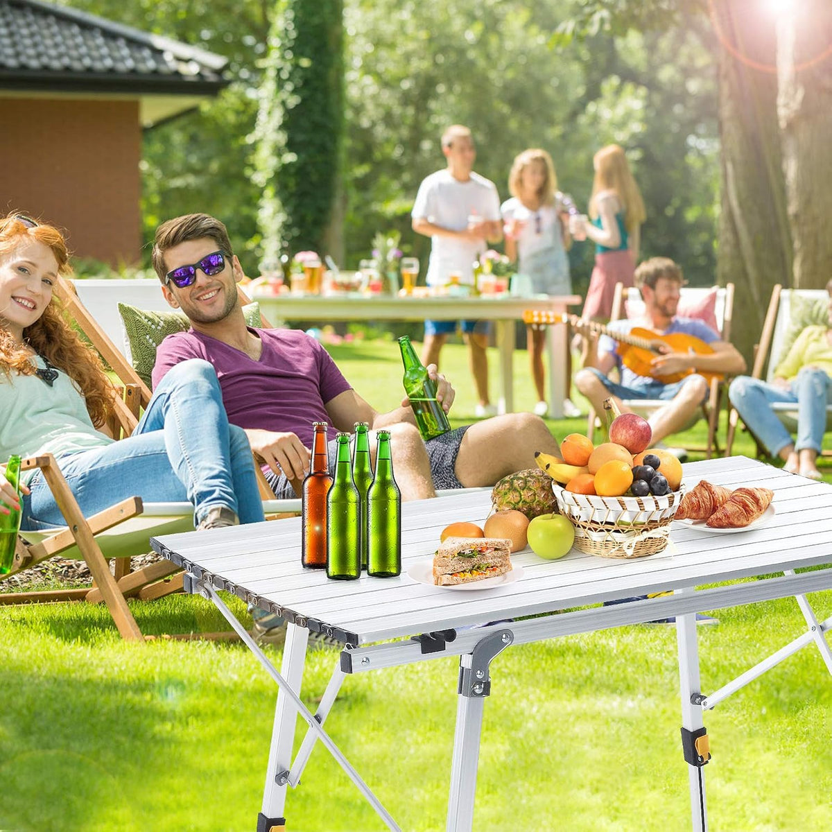 Folding Portable Aluminum Camping Table with Tablecloth V323