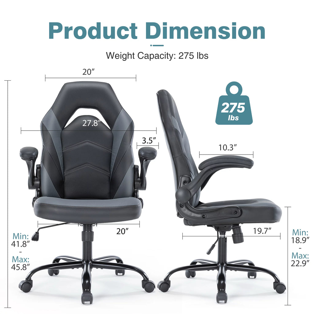 Black and White Ergonomic Office Chair with Lumbar Support E86309