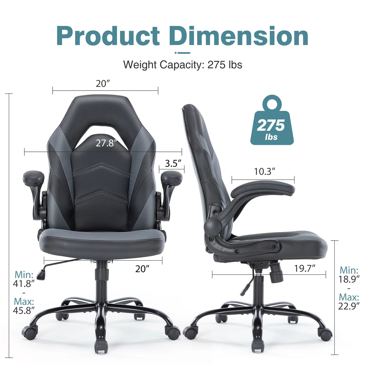 Black and White Ergonomic Office Chair with Lumbar Support E86309