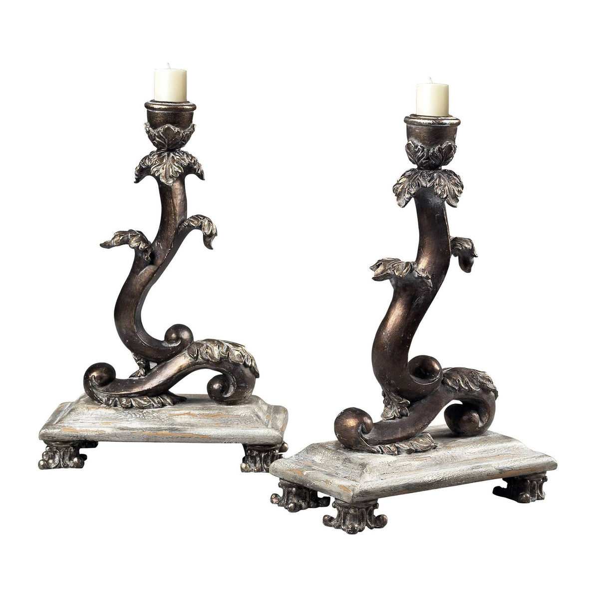 Set of 2 Scroll Candle Holders J679