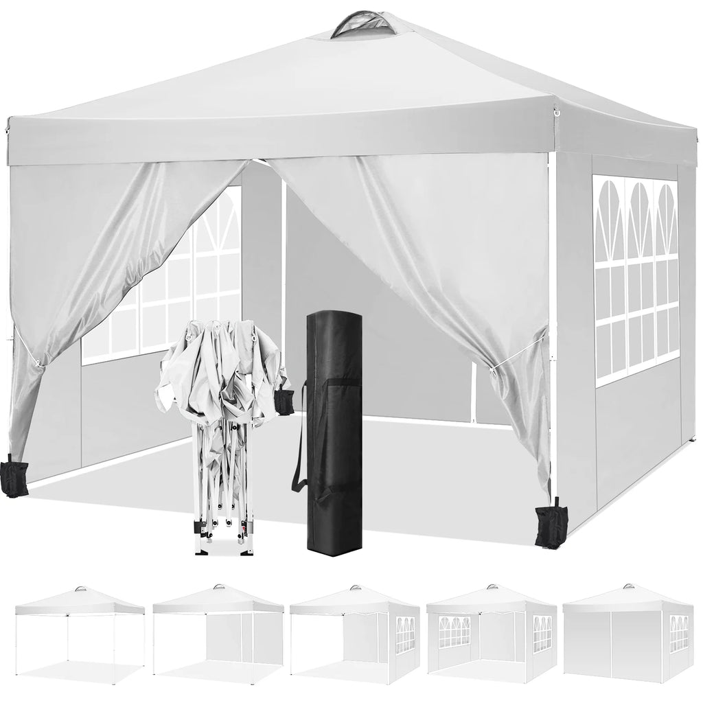 10'x10' Popup Canopy Tent with 4 Removable Sidewalls and Carry Bag X583771