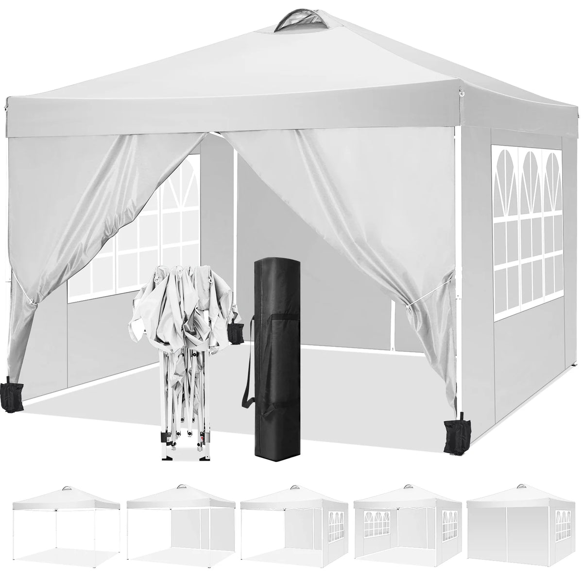 10'x10' Popup Canopy Tent with 4 Removable Sidewalls and Carry Bag X583771