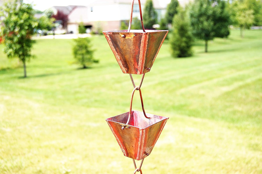 Antiqued Pure Copper Metal Rain Chain E119332