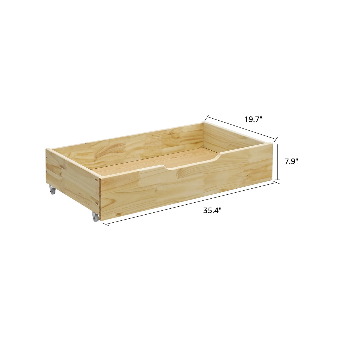 Solid Wood Under Bed Storage Drawer with 4-Wheels W157306