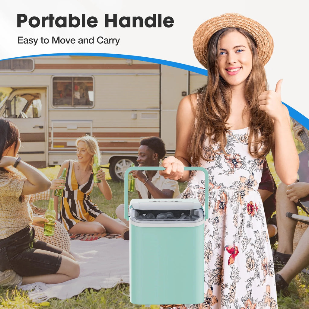 Black Portable Countertop Ice Maker with Handle and Ice Scoop X900815