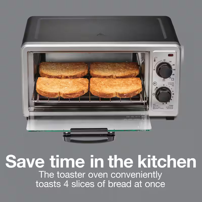 1100-Watt 4-Slice Black Toaster Oven Broiler F443080