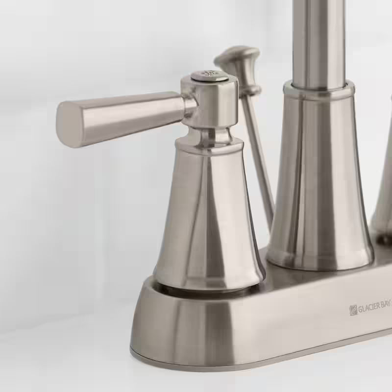 4 in. Centerset Double Handle High-Arc Bathroom Faucet in Brushed Nickel V99587