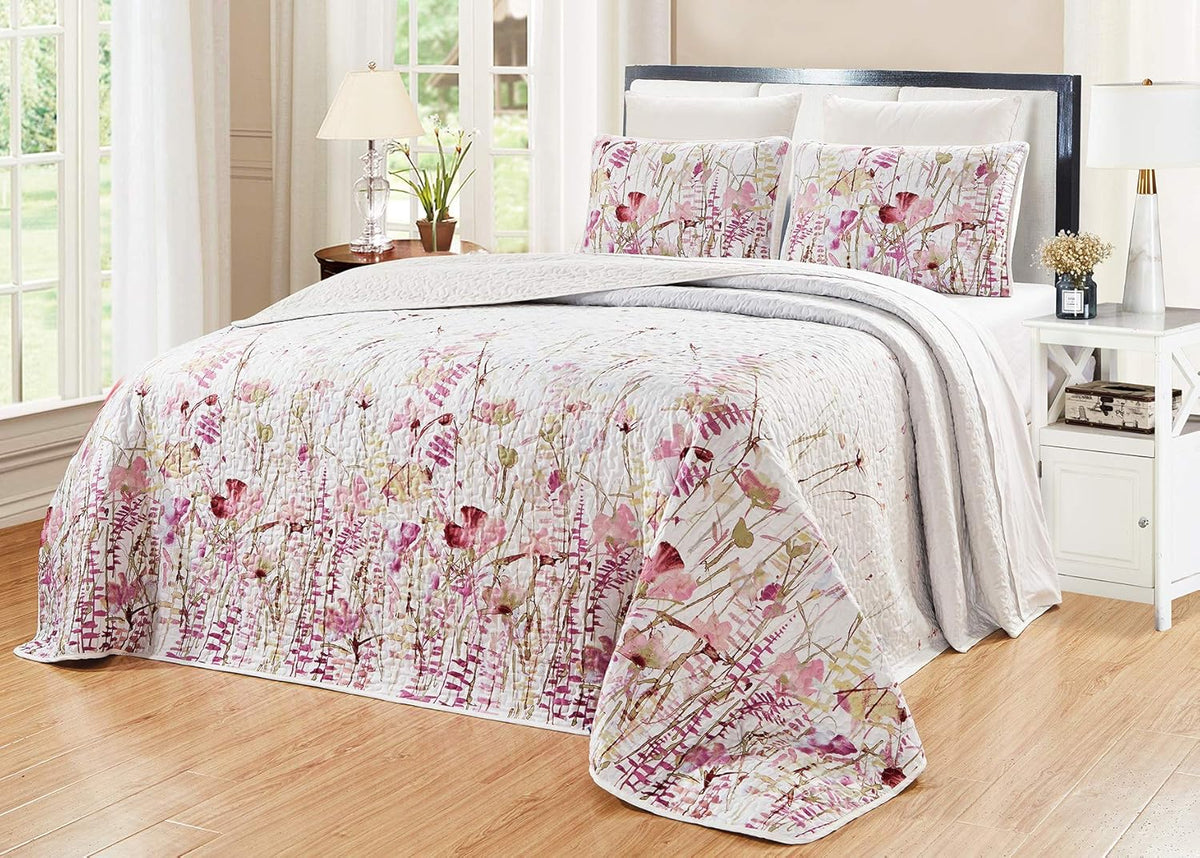 Oversize Reversible Quilt Set Cal King Size Bed Cover K283