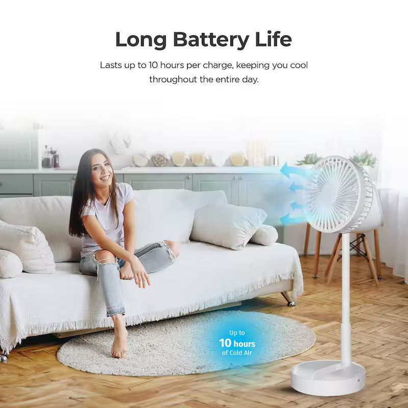 2-in-1 Adjustable Height Foldable Portable Rechargeable Floor and Table Fan M6463