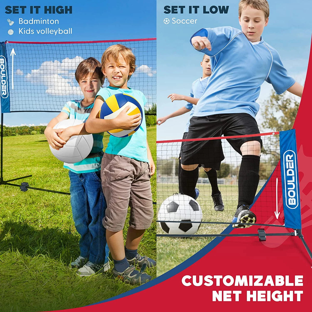 Portable Adjustable Volleyball and Badminton Net H883