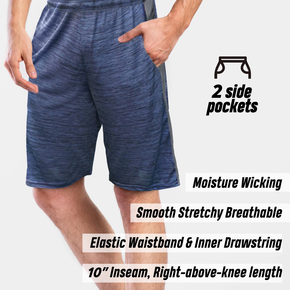 Men's Dry-Fit Athletic Shorts with Two Side Pockets V4895
