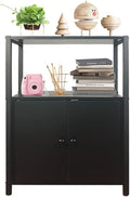 2-Tier Black Bookshelf with 2 Doors H834432