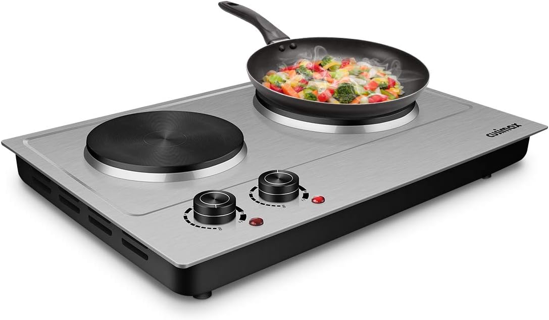 1800W Stainless Steel Silver Double Electric Hot Plate G717415