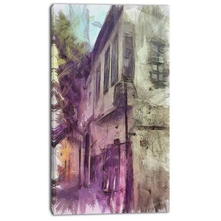 Cityscape Watercolor Print on Canvas 16 in. Wide x 32 in. High R307342