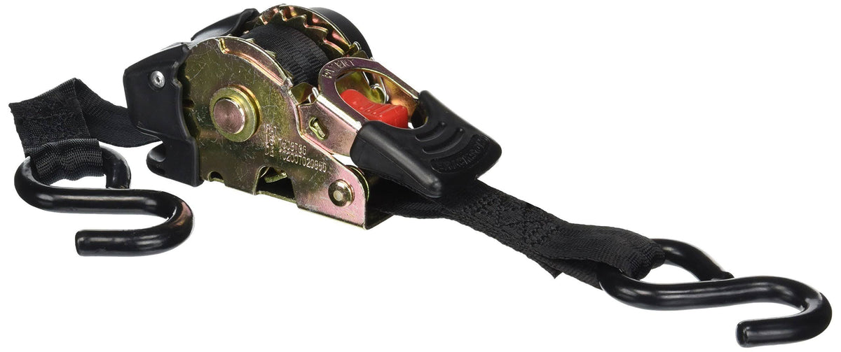Black 1" x 6' Retractable Ratcheting Tie-Down Strap X8413