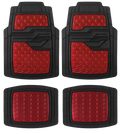 4PC Rubber Floor Mats Metallic Plate Red Universal Fit H936