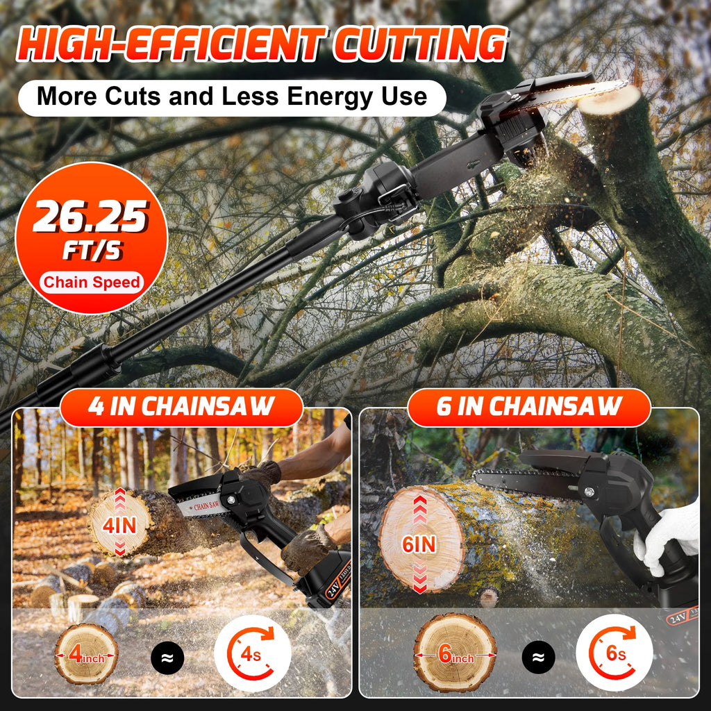 2-in-1 Cordless Pole Saw with 2pcs Batteries Y95783