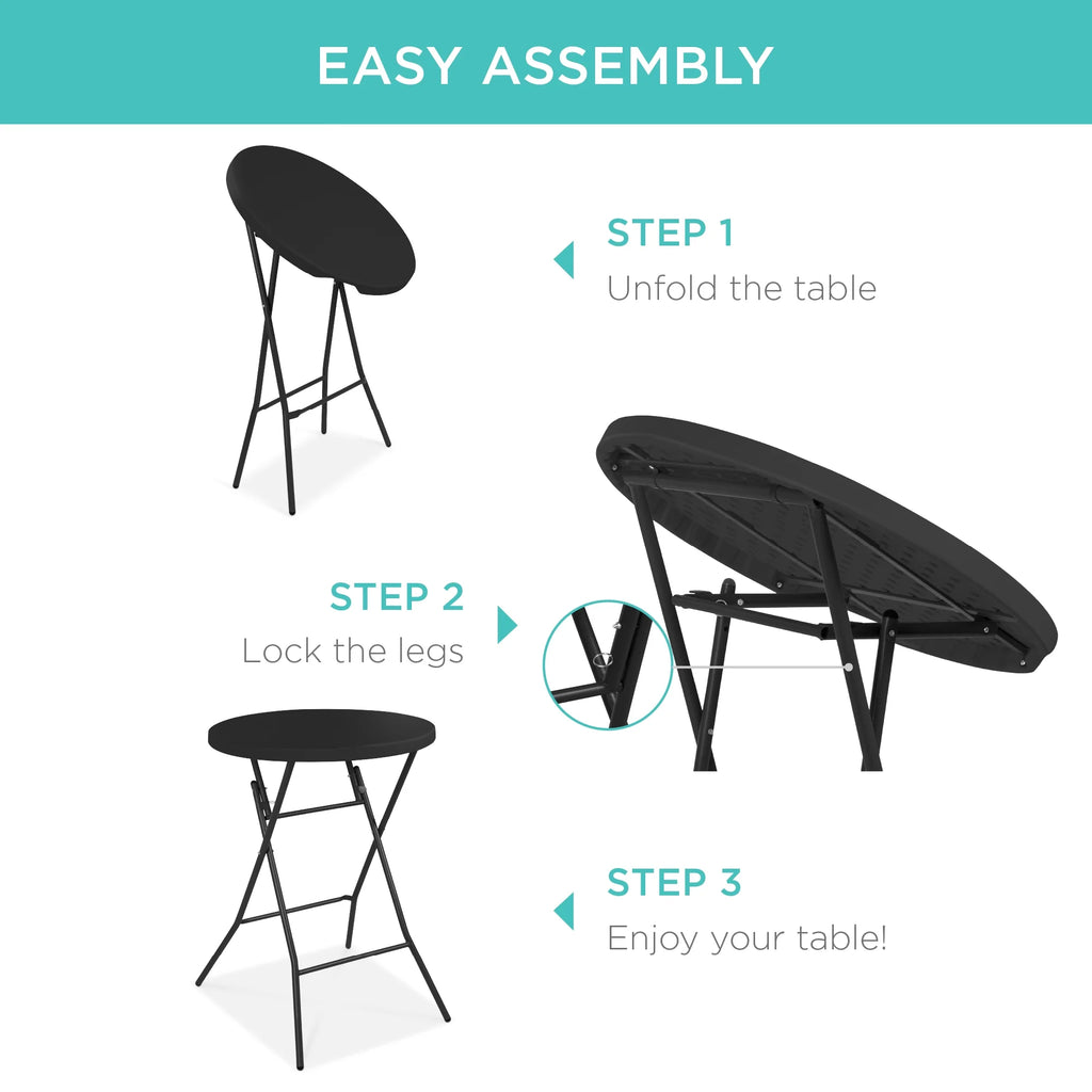 32in White Folding Bar Height Table V81222