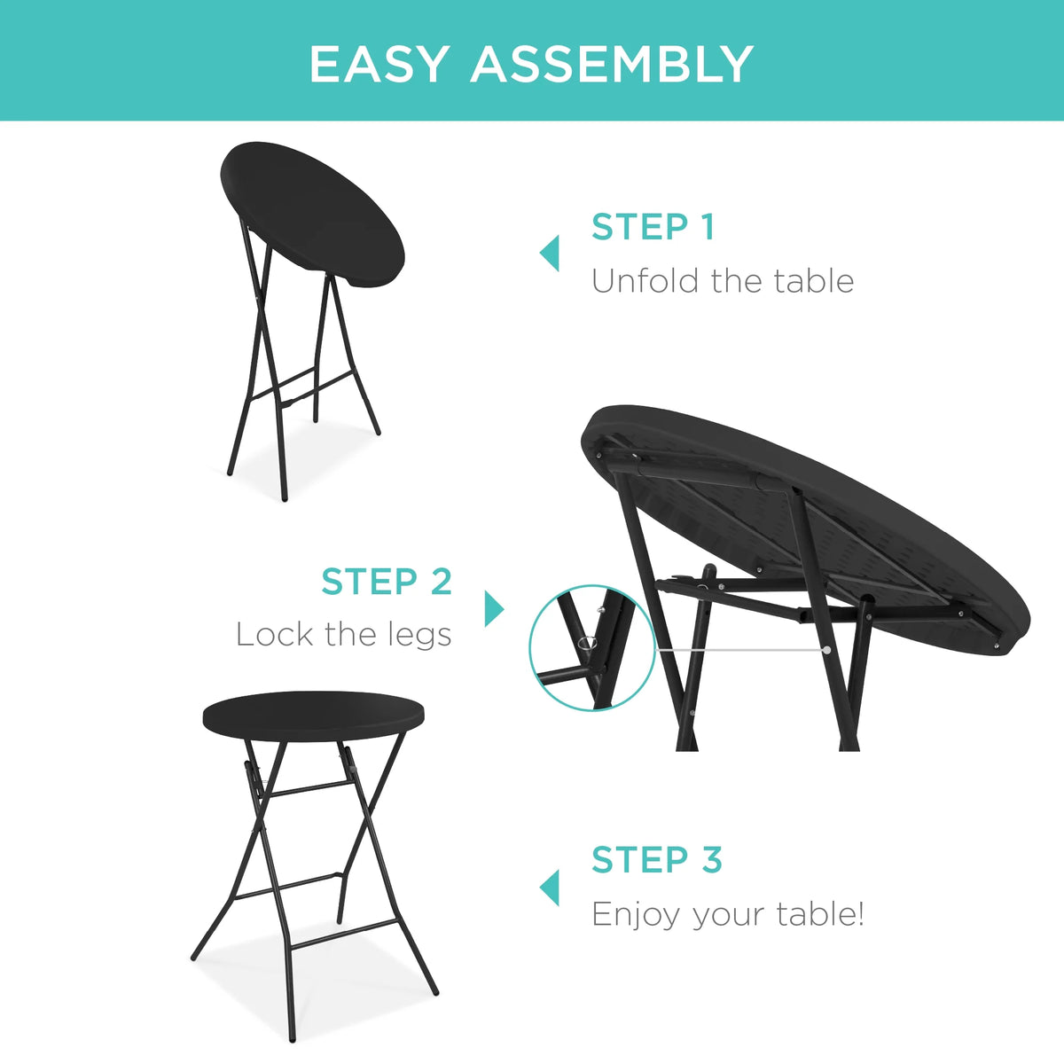 32in White Folding Bar Height Table V81222