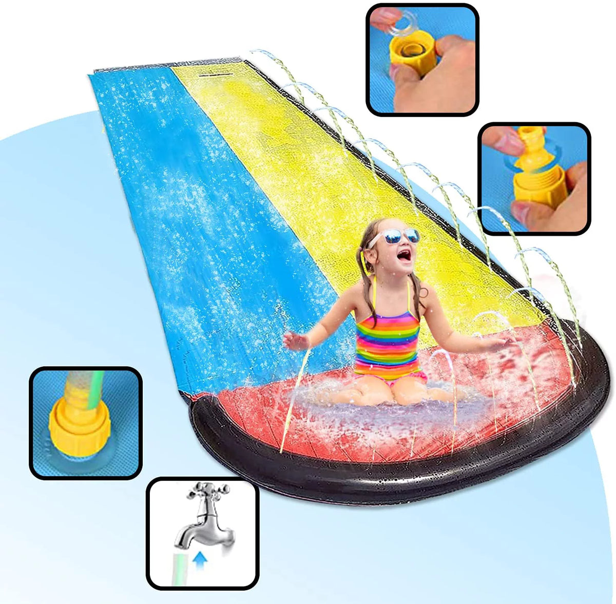15.5Ft Inflatable Lawn Water Slide and Crash Pad A5521