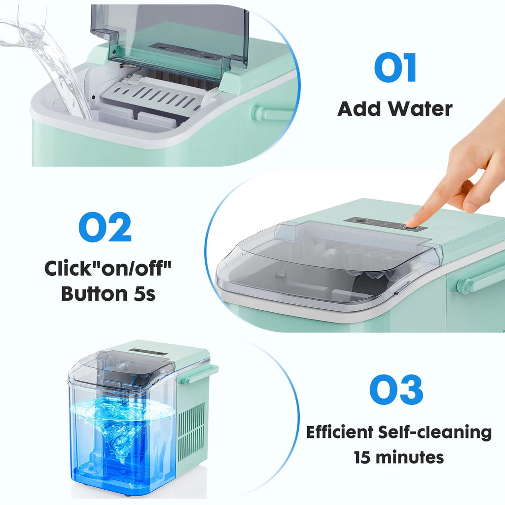 Black Portable Countertop Ice Maker with Handle and Ice Scoop X900815