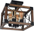Black Metal and Wood Semi Flush Mount Ceiling Light 4 Light V829